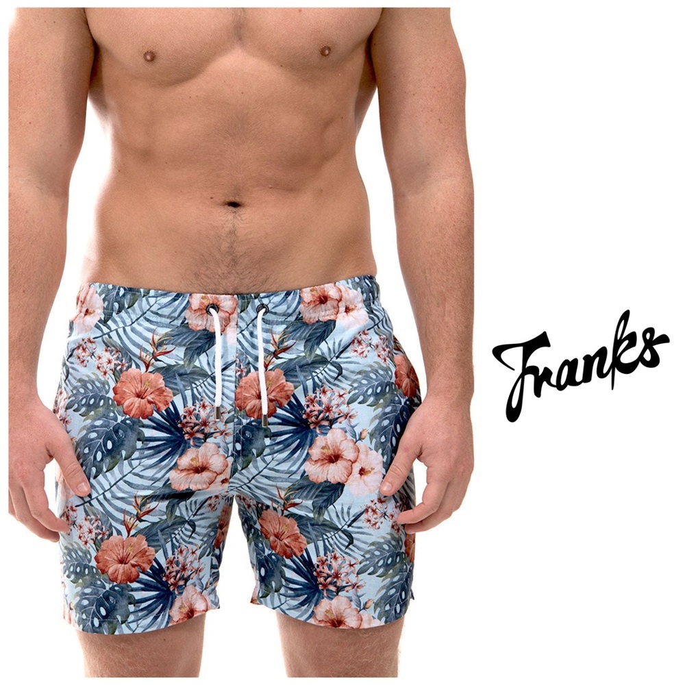 Franks Floral Swim Shorts - Maui Sky